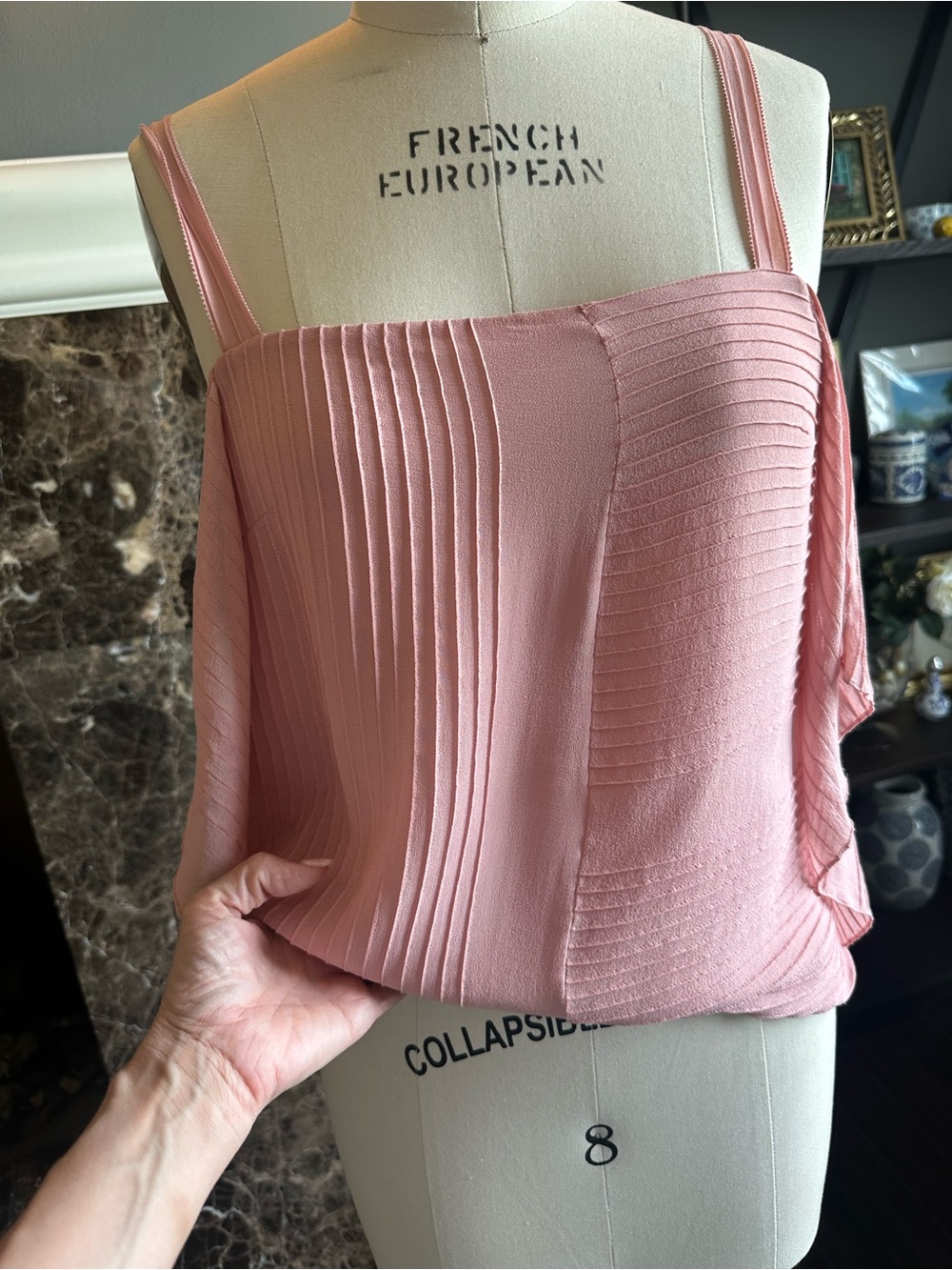 Tory Burch Blush Pink Ribbed Ruffle Camisole - Picture 12 of 13